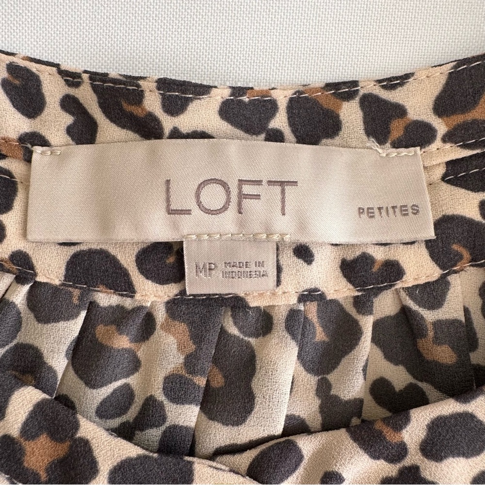 LOFT Leopard Print Collarless Button Down Blouse … - image 6